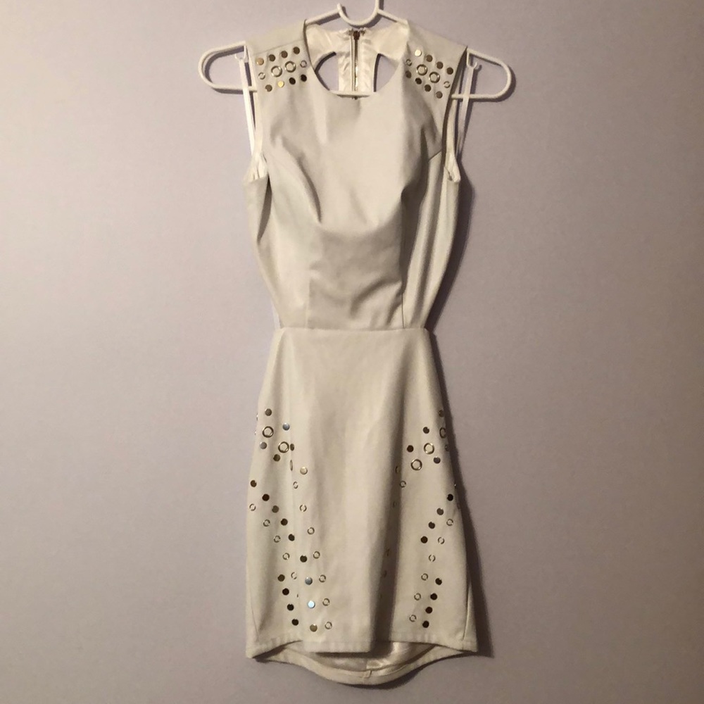 NWT white feaux leather Bebe mini